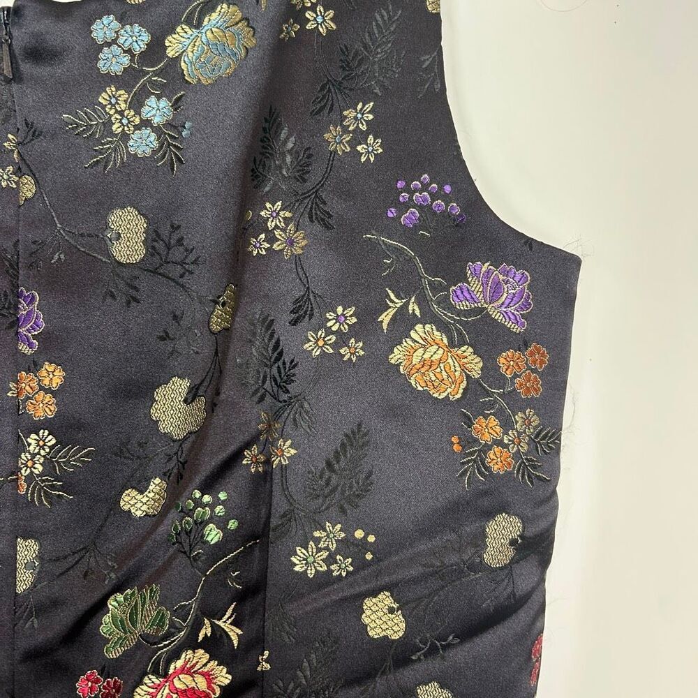 Vintage Yves Cossette Depeche Mode Midi Dress size 6 Black Asian Floral y2k 90s - Picture 13 of 16